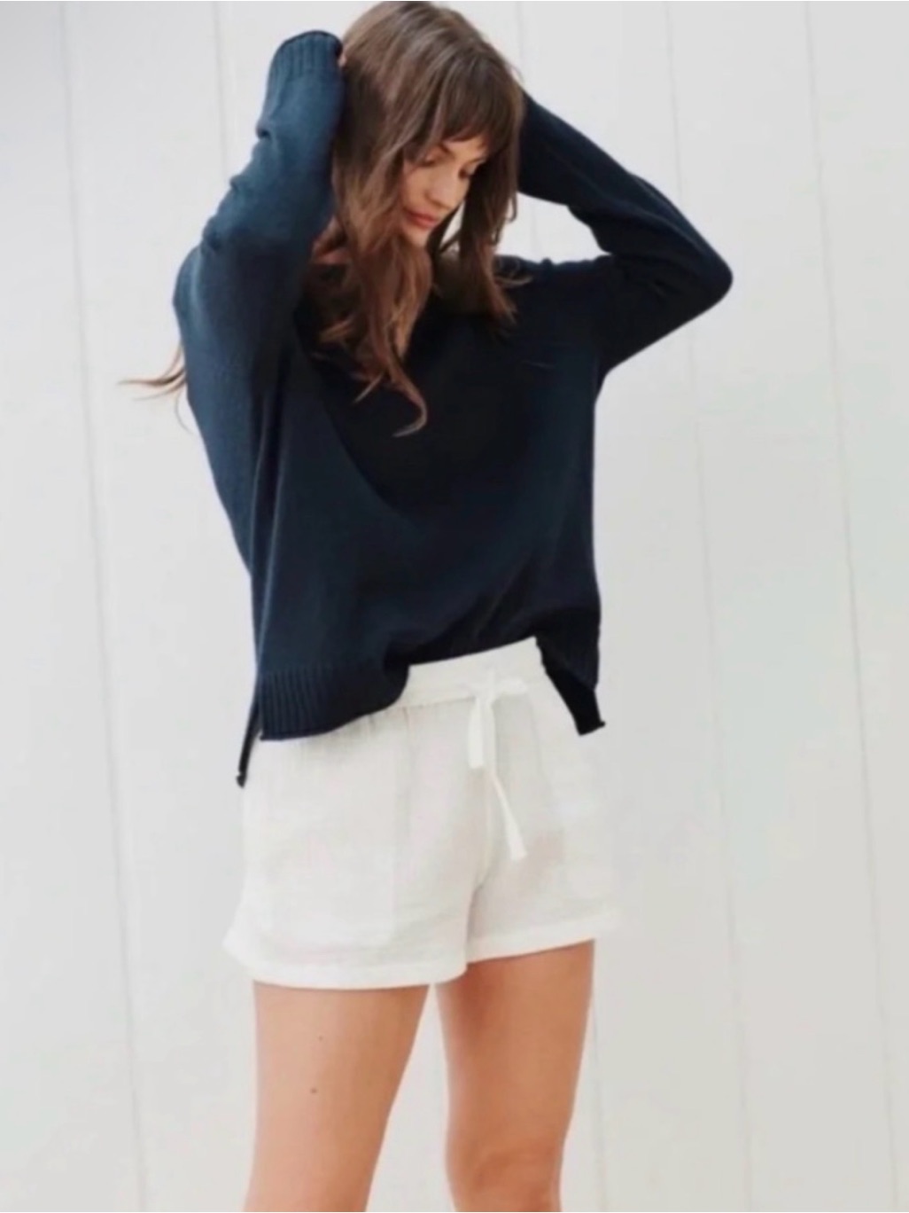 Jenni Kayne Navy Blue Cashmere Blend Everyday Sweater Knit Size L — image 7 of 8